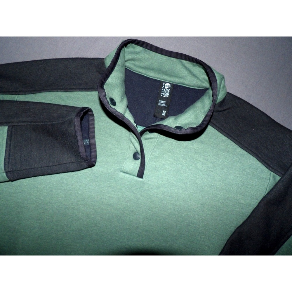Mountain Hardwear Green/Gray Pull Over 1/4 Snap Knit Jacket Women's Medium